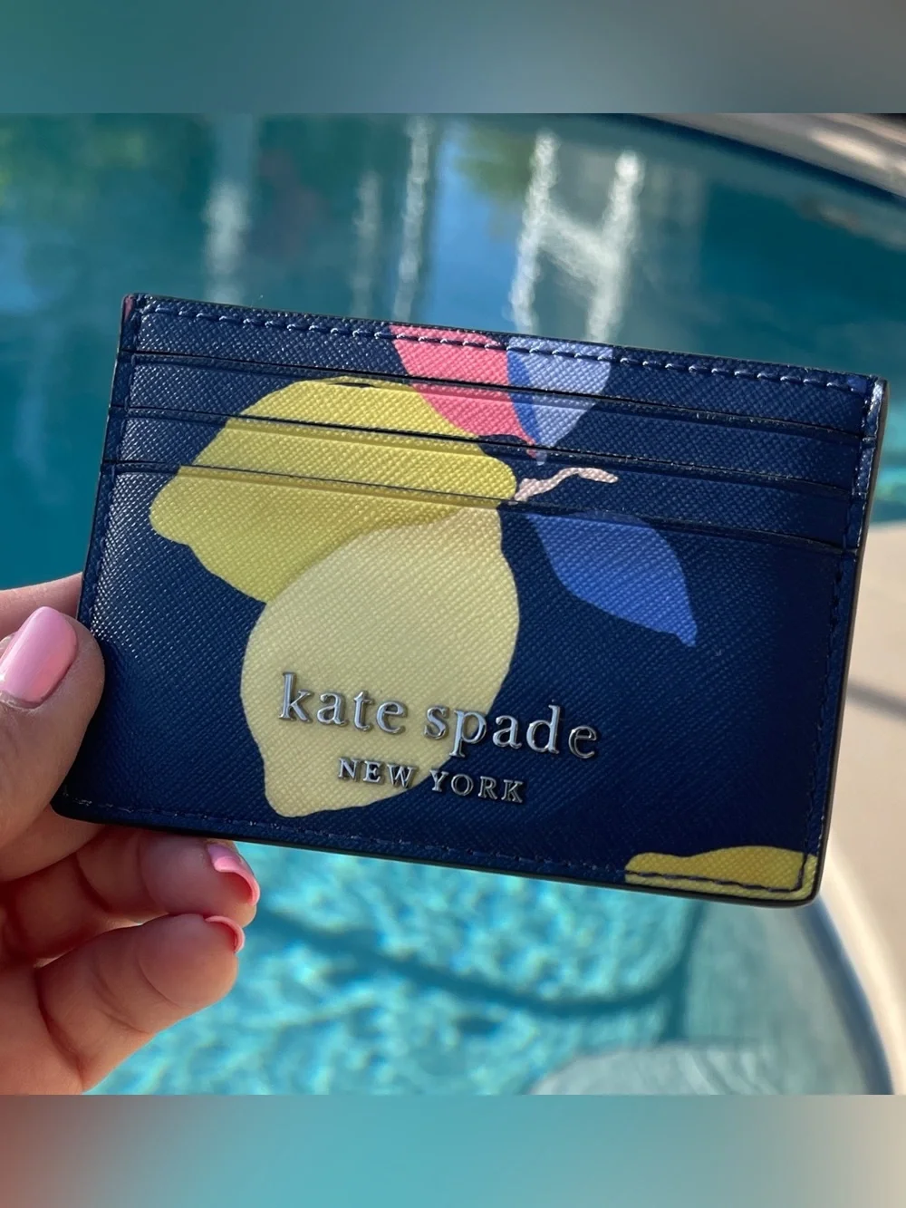 kate spade New Lemon Zest Cardholder Navy/Vibrant Lemons/Double Sided/Top Pouch